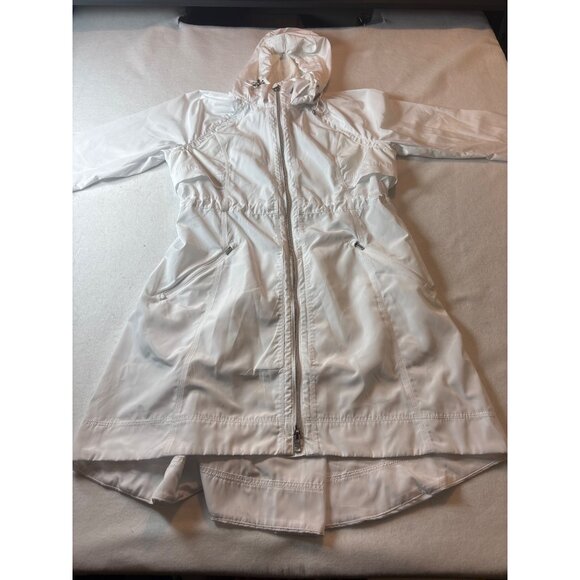 Athleta Womens White Hooded Rain Jacket XXS - Picture 1 of 11